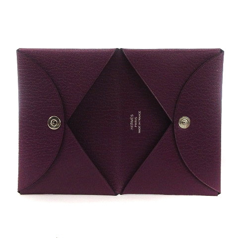 レザー Hermes カードケース コインケース 小銭入れ 紫の通販 by