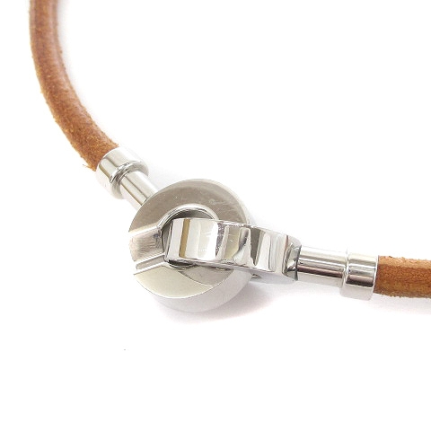 エルメス HERMES ランスロット チョーカー シルバー金具 レザー 