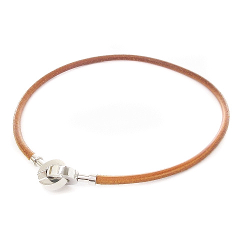 エルメス HERMES ランスロット チョーカー シルバー金具 レザー 