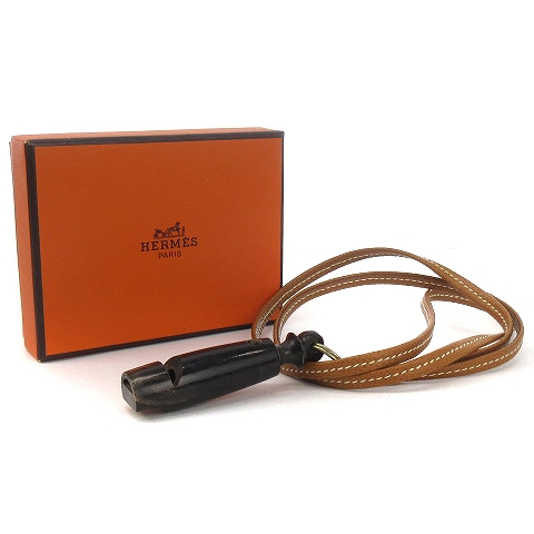 エルメス HERMES バッファローホーン 水牛 ホイッスル 犬笛 ネックレス 