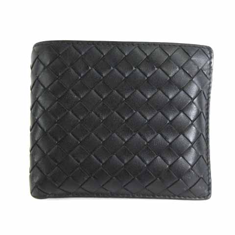 ボッテガヴェネタ Bottega Veneta イントレチャート 二つ折り 財布 札入れ 小銭入れなし レザー ブラック 黒 ウォレット メンズ 002 ベクトルパーク