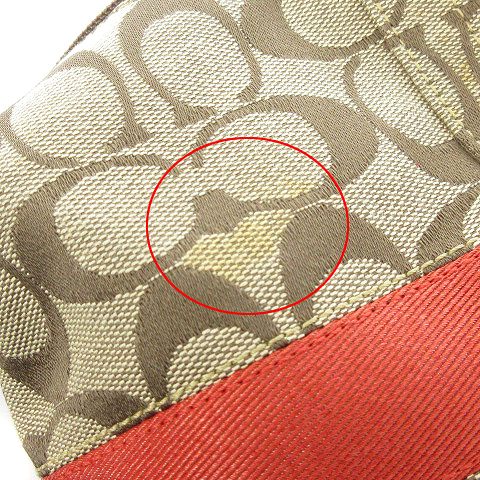 ✨️希少カラー✨️COACH　アクセサリーポーチ　ミニ シグネチャー　レッド COACH】コーチ ミニ バッグ シグネチャー ストライプ 2way (Coach