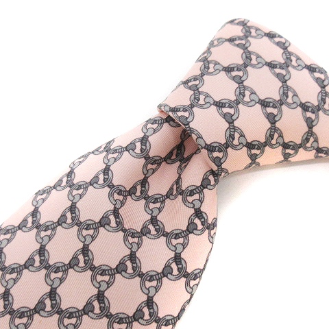 エルメス HERMES ネクタイ レギュラータイ チェーン 総柄 シルク