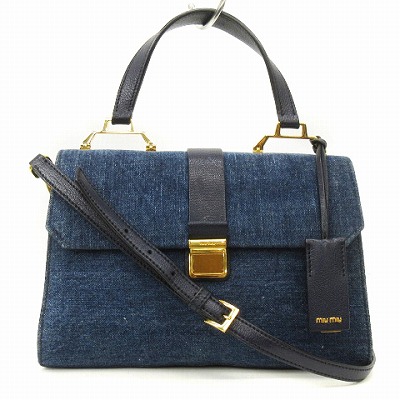ミュウミュウ miumiu マドラス デニム ショルダーバッグ ハンド 2WAY 
