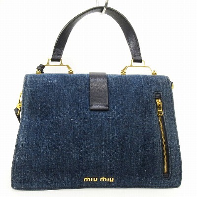 ミュウミュウ miumiu マドラス デニム ショルダーバッグ ハンド 2WAY 