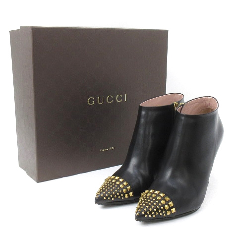 グッチ GUCCI ブーティ ショートブーツ ピンヒール スタッズ サイド  