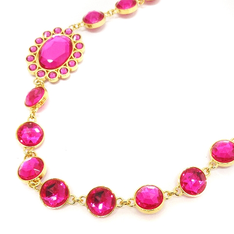ミュウミュウ miumiu ネックレス ペンダント ストーン ビジュー ピンク 