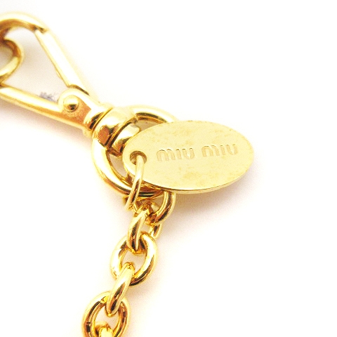 ミュウミュウ miumiu ネックレス ペンダント ストーン ビジュー ピンク