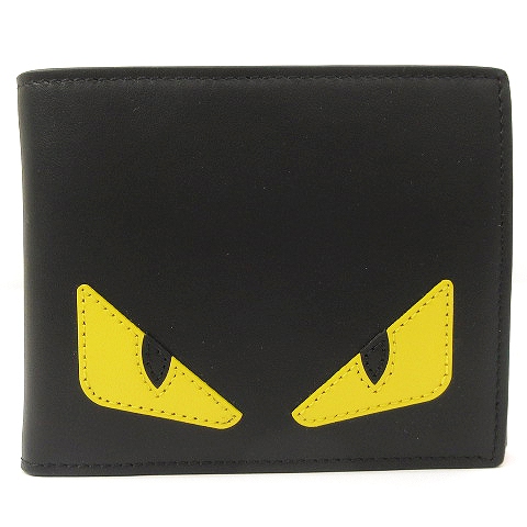 未使用品 フェンディ FENDI BUGS EYES 二つ折り財布 モンスター レザー 