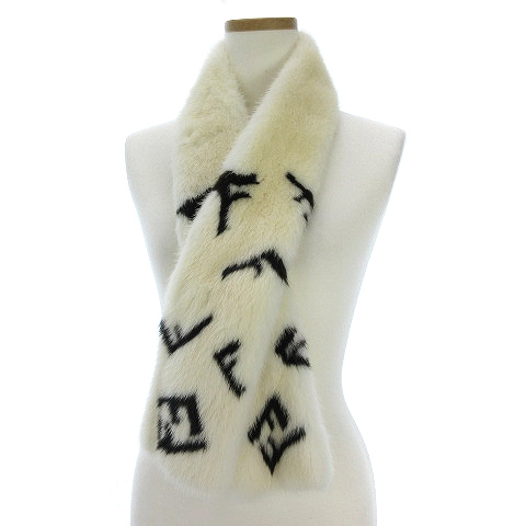 フェンディ FENDI 美品 ミンクファー マフラー ティペット FF柄 リアル 