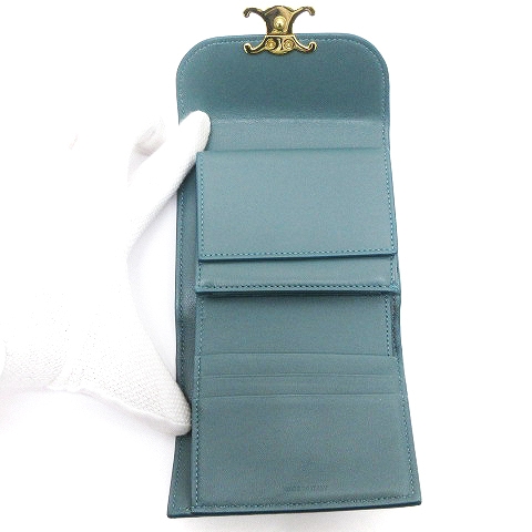 CELINE マカダム トリオンフ レザー 長財布 7407 セリーヌ CELINE トリオンフウォレット マカダム 三つ折り財布