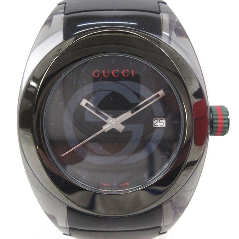グッチ GUCCI 美品 SYNC シンク 46mm シェリーライン ラバー グッチ GUCCI 美品 SYNC シンク 46mm シェリーライン ラバー