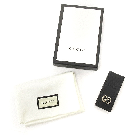 グッチ GUCCI ドリアン GG シグネチャー シマレザー マネークリップ  