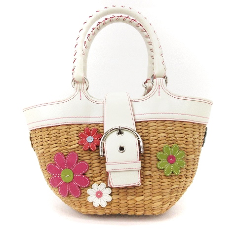 コーチ COACH かごバッグ バスケット ハンド ストロー 花柄 フラワー  