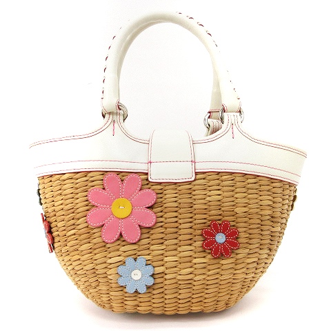 コーチ COACH かごバッグ バスケット ハンド ストロー 花柄 フラワー 
