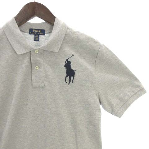 ポロラルフローレン 半袖ポロシャツ 無地 グレー ポニー刺繍 夏物古着d61 ポロ ラルフローレン POLO RALPH LAUREN 美品 半袖 ポロシャツ