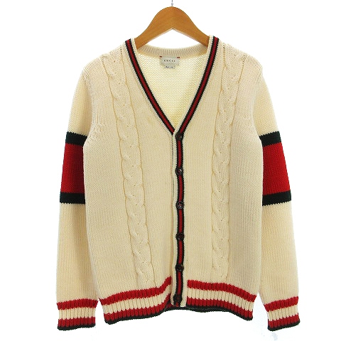 グッチ GUCCI ケーブルニットカーディガン ライン ウール 512524 