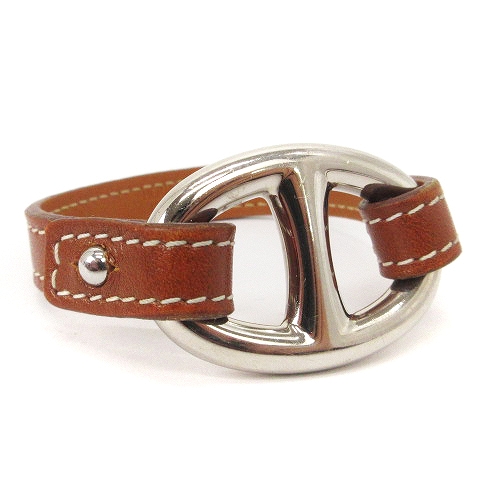 エルメス HERMES シェーヌダンクル ブレスレット バングル レザー □Q 