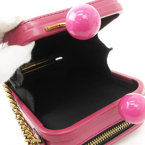 【美品】マークジェイコブス ハンドバッグ レザー がま口 ブラック チェーン 美品】マークジェイコブス ハンドバッグ レザー がま口 ブラック