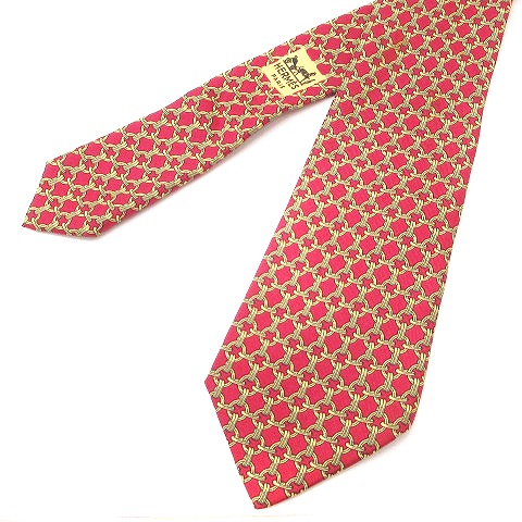 未使用タグ付　エルメス　ネクタイ　赤　幾何学模様 中古・古着通販】HERMES (エルメス) ネクタイ レッド サイズ