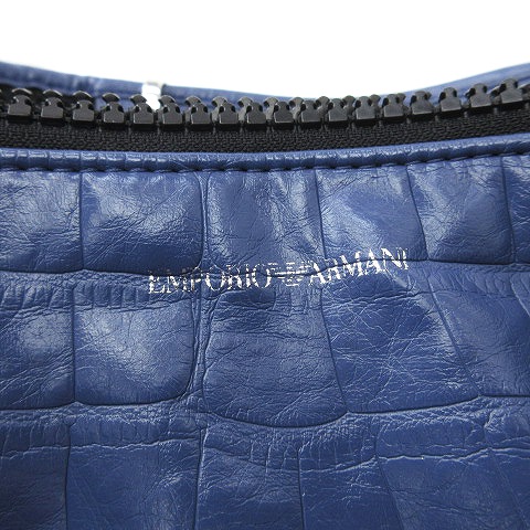 美品✨EMPORIO ARMANI 2way ハンドバッグ ショルダー ブルー 2WAY カウレザー ショルダーバッグ ブルー（2024/10/05買取