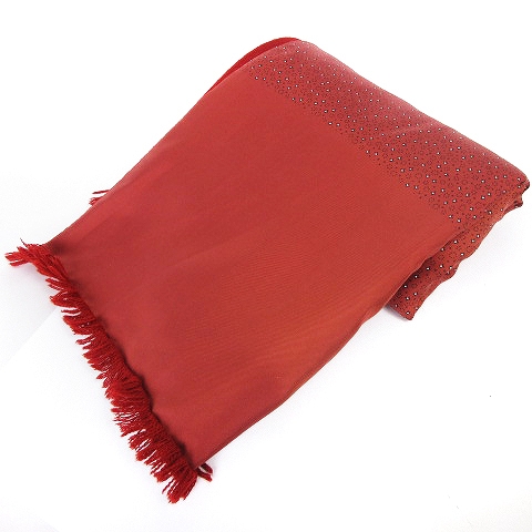 エルメス HERMES リバーシブル マフラー ストール シルク アンゴラ 赤  