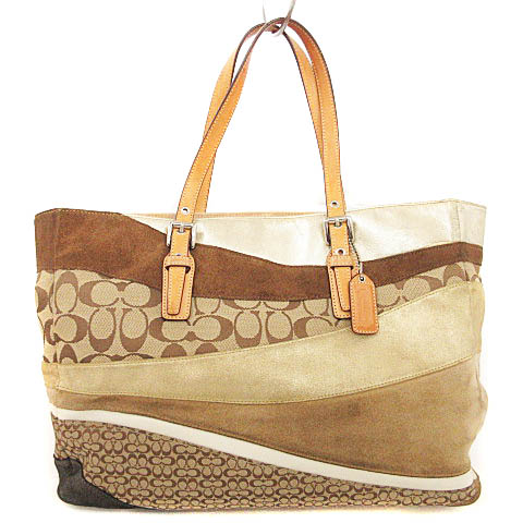 COACH コーチ トートバッグ パッチワーク シグネチャー キャンバス レザー