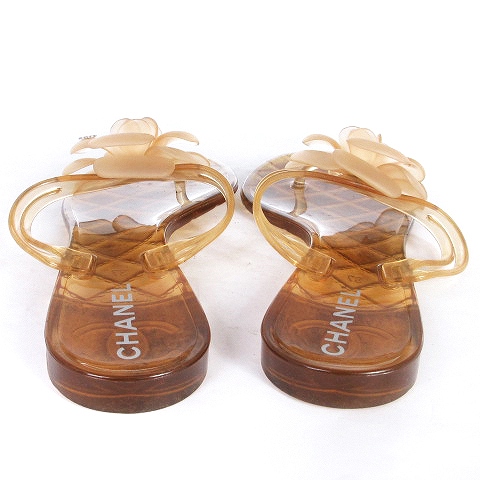 CHANEL　シャネル　カメリア　ラバー　サンダル　フラワー　ブラック　ホワイト　レディース　サイズ35　 中古 美品メンテナンス保証付ＣＨＡＮＥＬ&frasl;シャネル