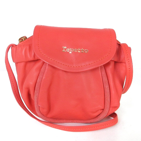 レペット Repetto ミニショルダーポーチ ポシェット ロゴ レザー 赤 