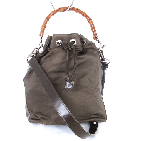 グッチ GUCCI バンブー ハンドバッグ ショルダー 2WAY 巾着 ドロー 