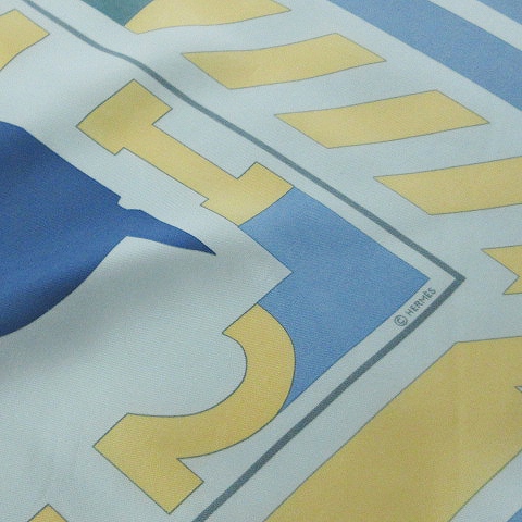 エルメス HERMES カレ90 J.METZ パズル 馬 スカーフ 大判 シルク 総柄