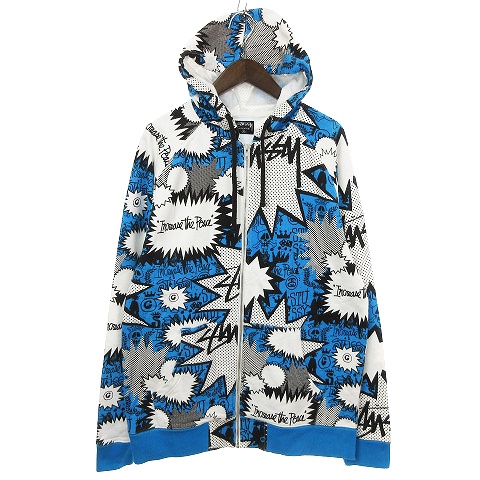 ステューシー STUSSY ジップアップ パーカー スウェット 裏毛 スカル 