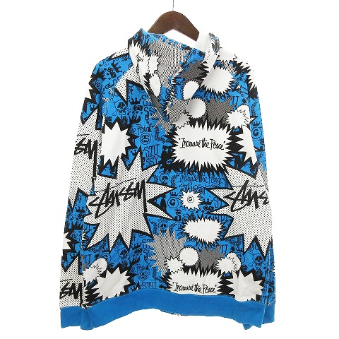 ステューシー STUSSY ジップアップ パーカー スウェット 裏毛 スカル  