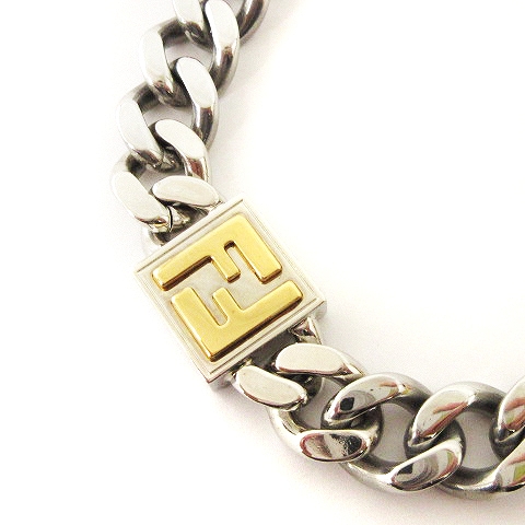 フェンディ FENDI FFモチーフ ネックレス カーブチェーン スクエア  