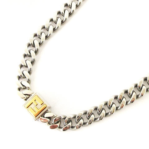 フェンディ FENDI FFモチーフ ネックレス カーブチェーン スクエア  