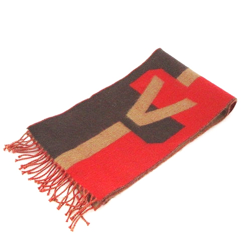 ルイヴィトン LOUIS VUITTON エシャルプV LVロゴ マフラー カシミヤ混  