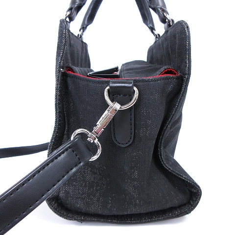 ディーゼル DIESEL ショルダー ハンド バッグ 2WAY スタッズ デニム 黒 