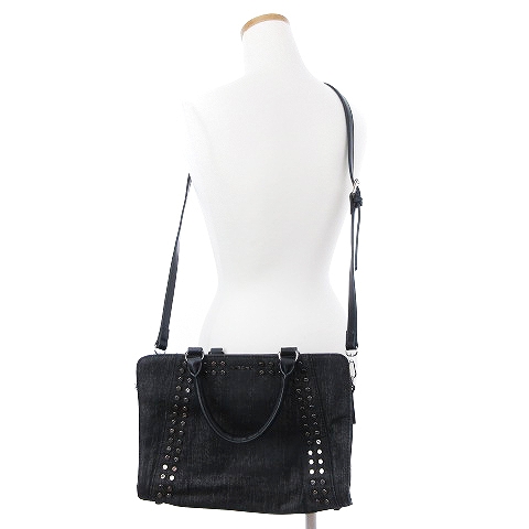 DIESEL ディーゼル ウォレットショルダー ブラック スタッズ ブラック 黒 中古・古着通販】DIESEL (ディーゼル) スタッズ長財布 ブラック