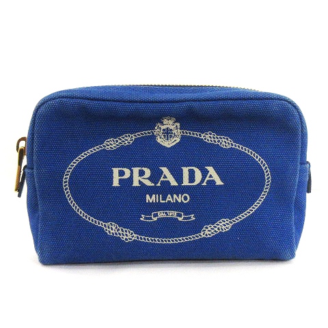 PRADA プラダ ロゴ コスメポーチ ブルー PRADA プラダ ポーチ コスメポーチ ノベルティ 化粧ポーチ
