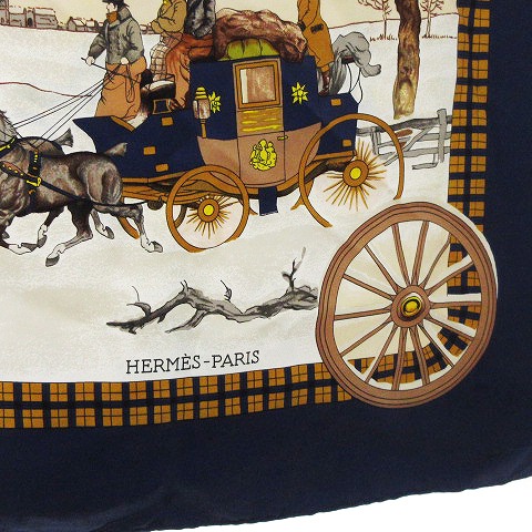 エルメス HERMES カレ90 スカーフ 冬の郵便馬車 L