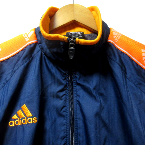 90s adidas ジップアップジャケット Lサイズ 青/オレンジ anc アディダス adidas ジャケット L オレンジ 青 デサント製