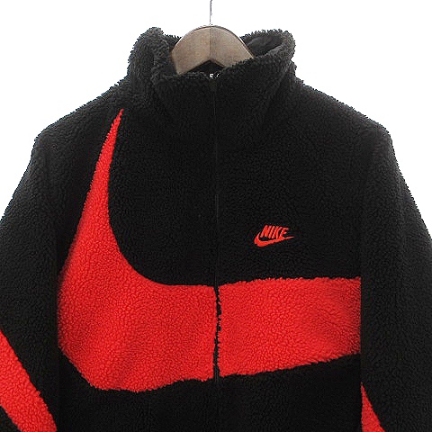 Nike 黒 と赤リバーシブルジャケット 新品タグ付きリバーシブル ナイキ NIKE SWOOSH FULL ZIP JACKET リバーシブルボア