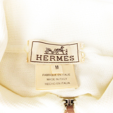 エルメス HERMES ポロシャツ 長袖 ハーフジップ ストライプ アイボリー 