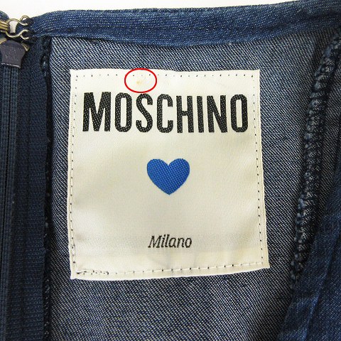 モスキーノ MOSCHINO デニムワンピース ノースリ 膝丈 リボン ライン  