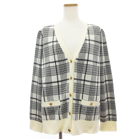トリーバーチ TORY BURCH ニット カーディガン Vネック チェック 金 