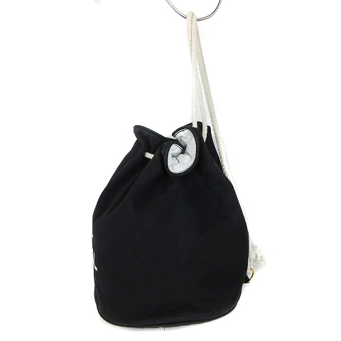 CHANEL ブラック ドローストリングバッグ ☆ブローチがついているよう☆【CHANEL】ドローストリングバッグ