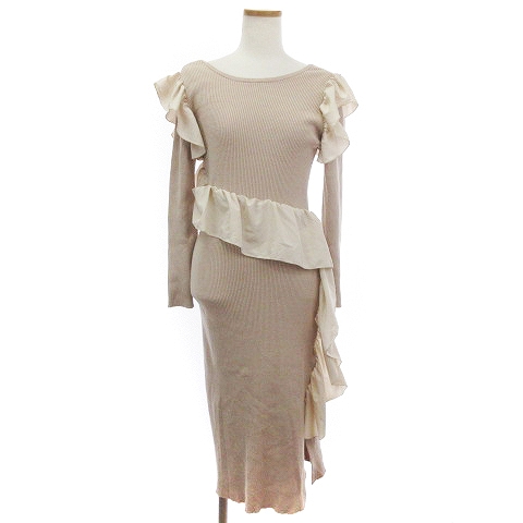 her lip to ハーリップトゥ ニットワンピース ひざ丈 長袖 フリル