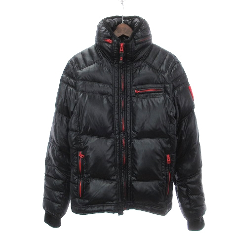 ディーゼル DIESEL ダウンジャケット ジップアップ 長袖 ワッペン 黒 