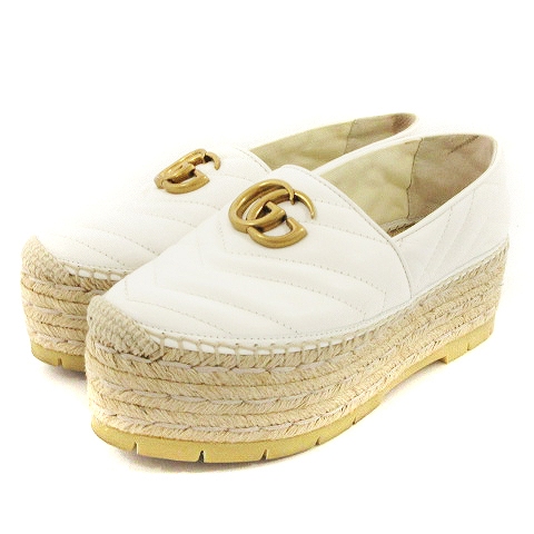 グッチ GUCCI GGマーモント ロゴ エスパドリーユ プラットフォーム 