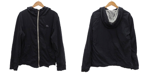 バーバリーブラックレーベル　ナイロンジャケット　パーカー　リバーシブル　刺繍ロゴ バーバリーブラックレーベル BURBERRY BLACK LABEL ナイロン
